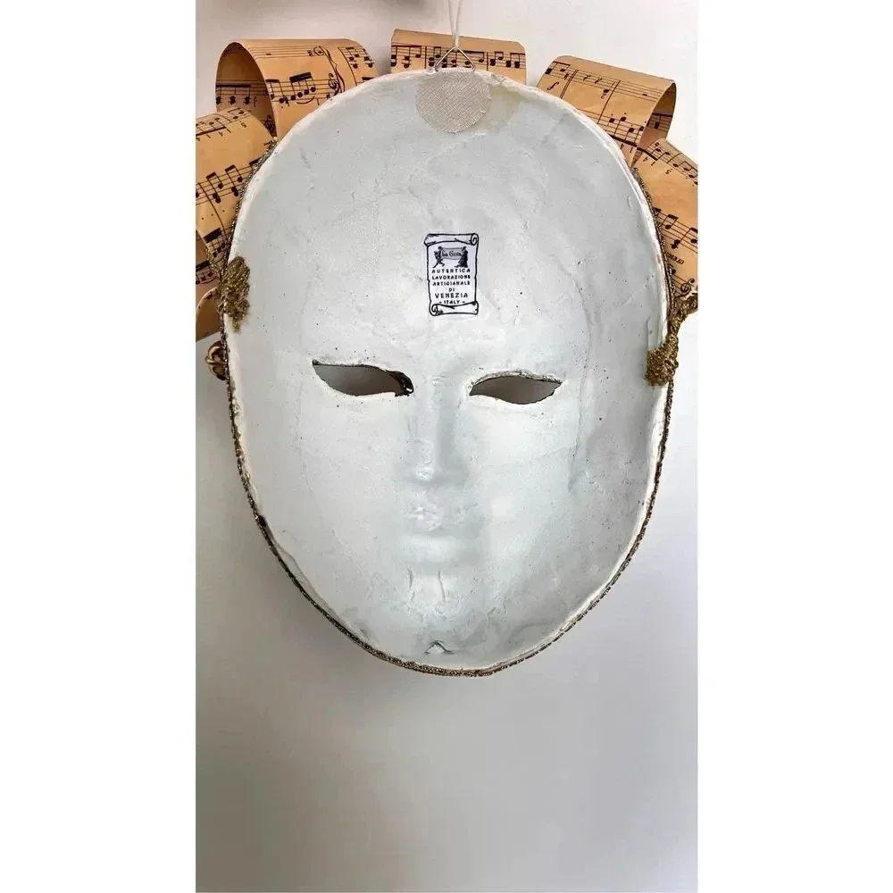 Venetian Jester Mask Wall Art Decor Harlequin Crown Music Note Handmade‎